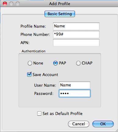 Section 4 - Device Setup using D-Link Connection Manager (MAC OS) Device Setup using D-Link Connection Manager (MAC OS) 1. Click the Profile button. New Profile 2.