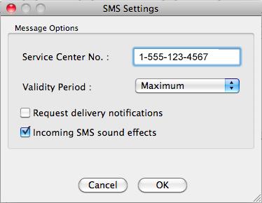 Section 4 - Device Setup using D-Link Connection Manager (MAC OS) SMS Settings This menu allows you to change the service