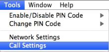 Section 4 - Device Setup using D-Link Connection Manager (MAC OS) Select Tools > Call Setting.