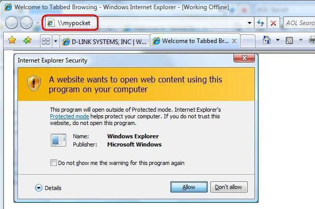 Section 5 - WEB Configuration Windows Vista Step 1 Open a browser window.