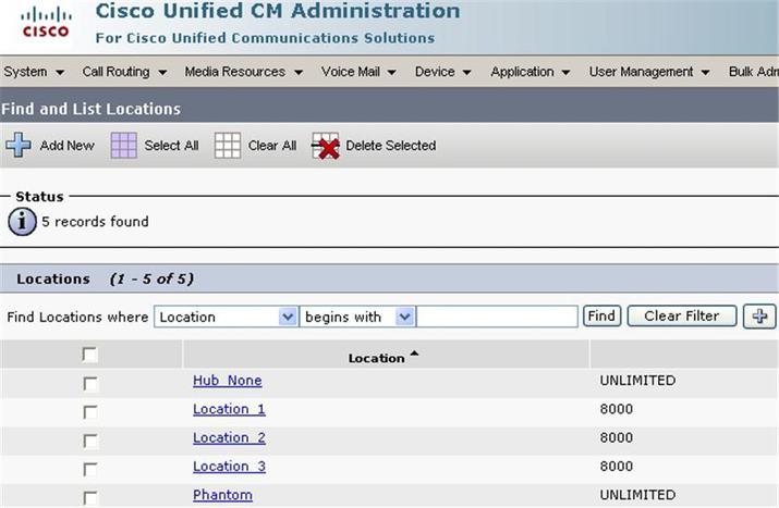 ELCAC Queue-at-the-Edge Configuration Through the Unified CM, configure all branches so that Location and Bandwidth are defined: 1 From Unified CM Administration, select System > Location.