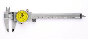 001 Dial Caliper 142 Series Standard: DIN 862 High-quality shockproof dial caliper Rapid movement with thumb wheel Covered rack 4-way measurement Standard yellow