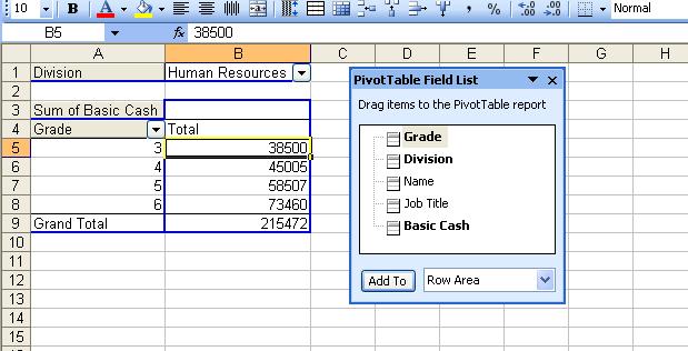 For example, if you click on Human Resources, OK, your pivot table will change to look like this. Once a field is in the page area, you can use an immensely powerful function called Show Pages.