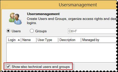 36 8 Managing users Administration manual doculife Desktop Name OSAdmin Description (Master Data Integration interface) Technical administration user SystemService System service for archiving