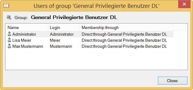 40 9 Managing groups Administration manual doculife Desktop 9.3 Showing the members of a group Follow the steps below to find out which users currently belong to a group: 1.