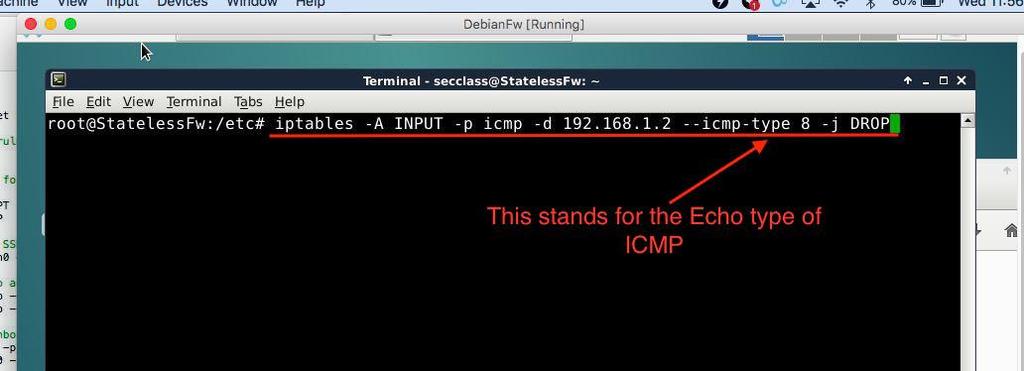 Block all ICMP echo(8) packets coming to the server Perform a continous ping from WinHost terminal : ping 19