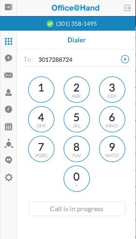 Outbound Call Once you click on a phone number or use the dial pad to make an outbound call, Office@Hand for Google shows the status of your call and your selected Office@Hand device rings.