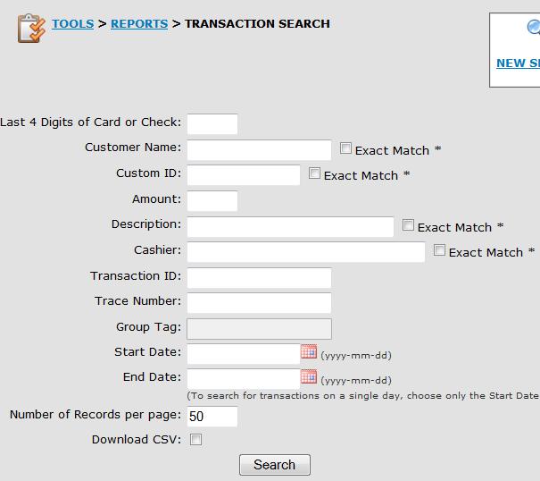 14 Part Five: Reporting TRANSACTION SEARCH The transaction search feature allows completely customizable reports that can be exported.