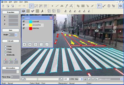 Enables creation of three-dimensional objects on the road surface Enables creation of objects and