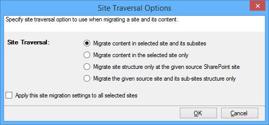 Site Traversal Options 1. Site Traversal Options dialog will appear as shown below: 2.