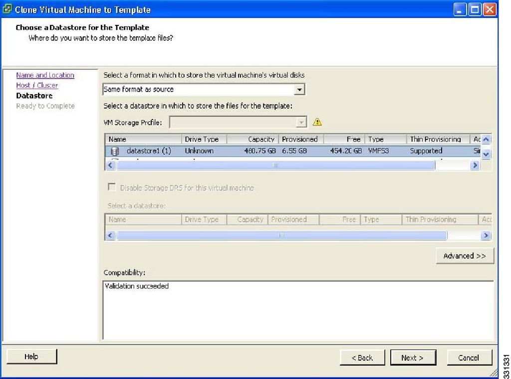 Backing Up the VSM Configuring VSM Backup and Recovery The Choosing a Datastore window opens.