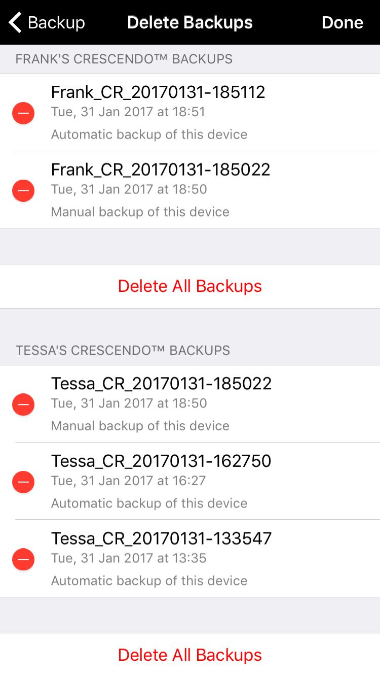 Save and Restore Backups using itunes File Sharing Delete Backups Access the Options On ipad, tap the rightmost button in the toolbar to access the Options.