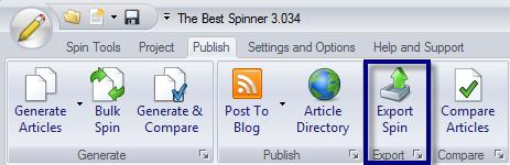Exporting Your Spins The Best Spinner uses the most popular spintax format when outputting spin- formatted versions of your articles.