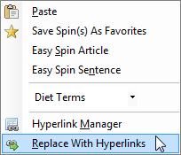 2. Click Replace With Hyperlinks. A popup window opens. 3.