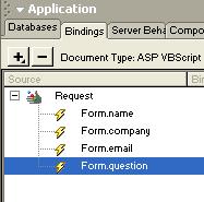 2. Create your variables To be able to email the content of the form, you need to create variables for the different fields and bind them to the form.