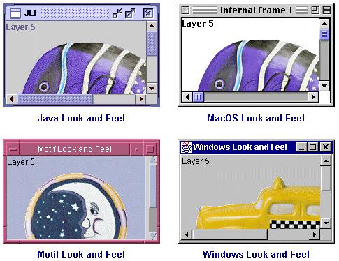 PLAF Features in Swing Default Metal style Can emulate Motif, and Windows styles Supports Mac style through download New styles