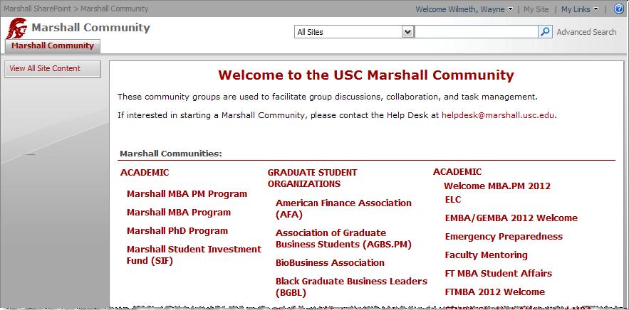 MARSHALL COMMUNITY GROUPS Marshall Community groups consist of clubs, organizations, programs, departments, etc.