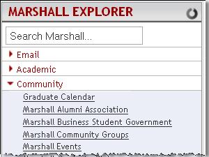 Login to MyMarshall at: https://mymarshall.usc.edu 2. Click the Community category in the MyMarshall Explorer. 3. Select Marshall Community Groups. 4.