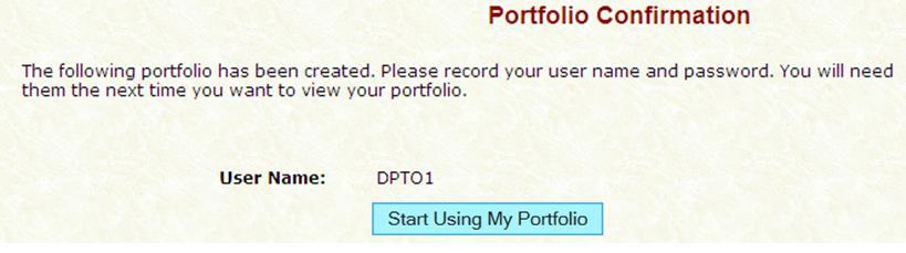 Login Name will be displayed as the USER NAME in the Portfolio