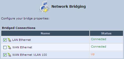 Figure 11-43: Configuring WAN Ethernet 2. Define a new network bridge.