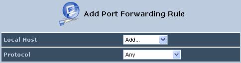 Figure 13-5: Port Forwarding Screen 2. Click the link New Entry; the screen 'Add Port Forwarding Rule' opens. Figure 13-6: Add Port Forwarding Rule 3.