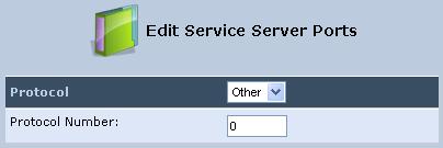 User's Manual a. Enter a 'Service Name' and then click 'New Server Ports'. Select a protocol and then enter the protocol number. Figure 13-8: Add a Specific Protocol 6.