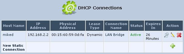 User's Manual 14.7.3 DHCP Connections To view a list of computers currently recognized by the DHCP server: 1. Open the screen 'IP Address Distribution'. 2.