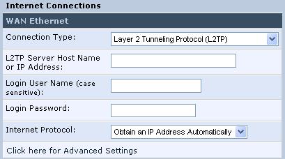 MP-20x Telephone Adapter 3. Setting up a Network Connection 3.2.2.1.5 Layer 2 Tunneling Protocol (L2TP) To configure L2TP connection: 1.