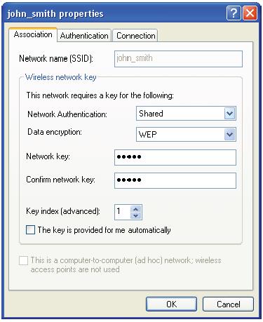 User's Manual Figure 9-11: Configuring Encryption Key in Windows Wireless Client Authentication Only: wireless clients attempting to connect to the wireless connection will receive MP-20x's main