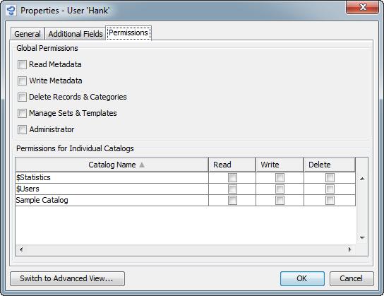 106 CUMULUS ADMINISTRATOR GUIDE Simple View: Permissions In simple view the user or role permissions are subsumed to global permissions or permissions on catalog base.
