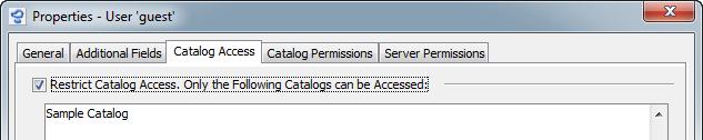 108 CUMULUS ADMINISTRATOR GUIDE Restricted Access to Selected Catalogs If the Restrict Catalog Access option is activated, you can set the permissions either for all of the allowed catalogs at once,
