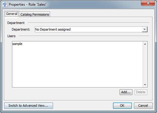 MANAGING USERS WORKING WITH THE ROLE-BASED MODE 121 The properties window for the new role is opened. NOTE: The Department section is displayed only if you have set up departments.