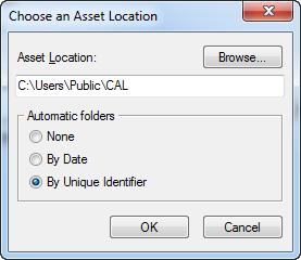 Browse for the folder you want the asset to be stored in and then click OK.