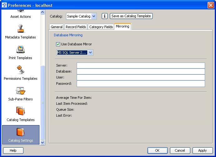 54 CUMULUS ADMINISTRATOR GUIDE A catalog is set up for mirroring on the Mirroring tab of a catalog s settings ( Cumulus / Edit > Preferences > Catalog Settings.