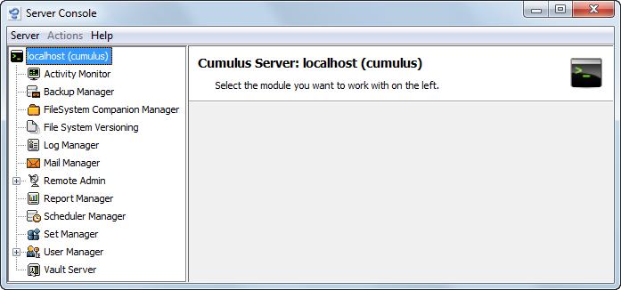 SERVER CONSOLE ACCESSING THE SERVER CONSOLE 73 your Cumulus system. In any case, you need the appropriate permissions to access and work with the Server Console.