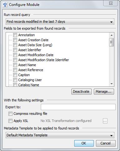96 CUMULUS ADMINISTRATOR GUIDE Export Records This action exports records found by a query to an xml file.
