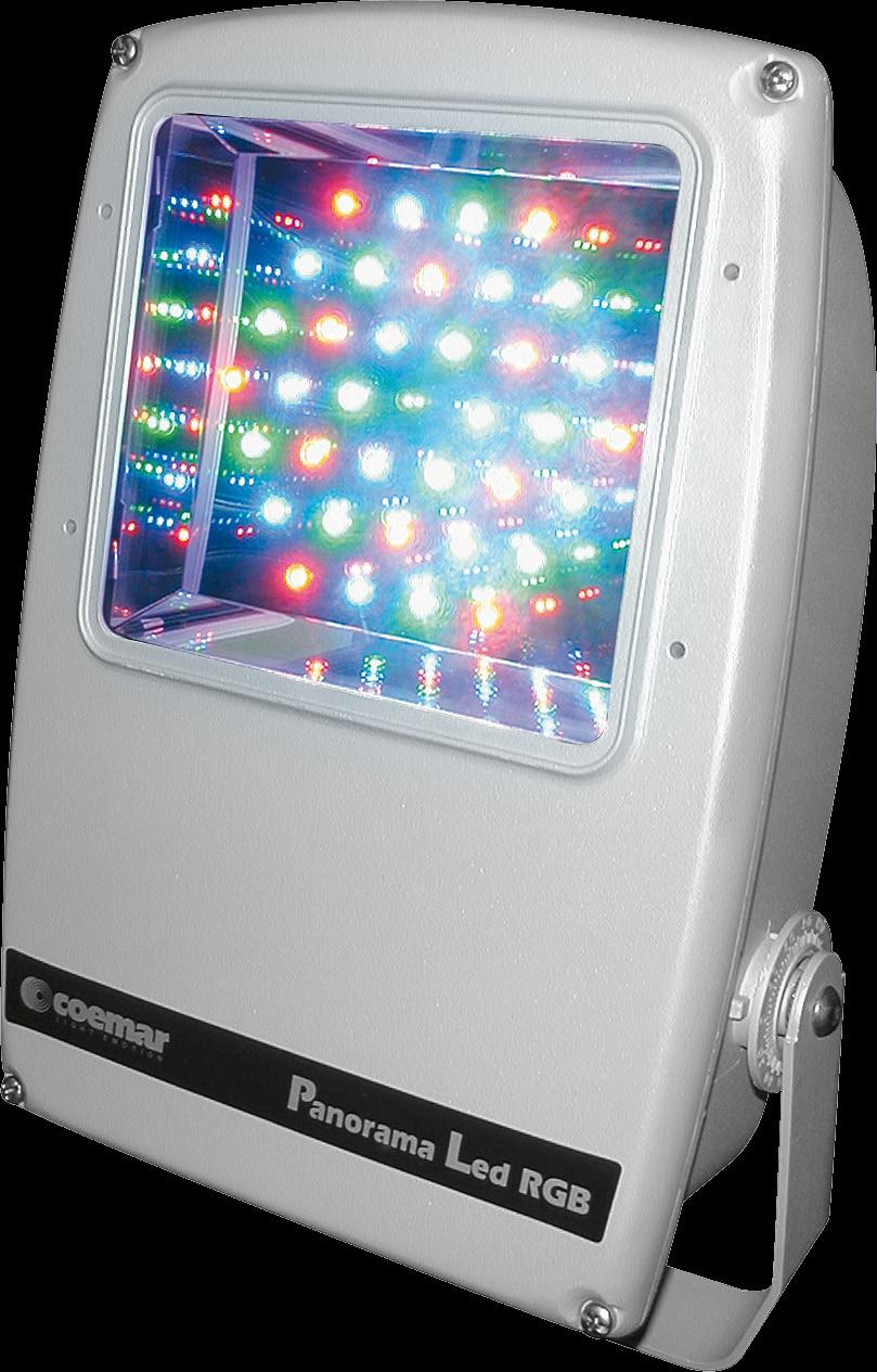 Panorama Led RGB Panorama Led RGB SPECIFICATIONS RGB color mixing Standard lens Electronic dimmer Electronic strobe, synchronized, random, pulse effect Weatherproof rating IP PHYSICAL SIZE