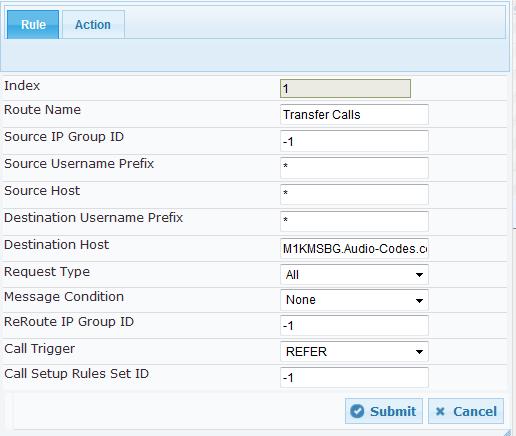 Microsoft Office 365 Exchange UM with IP PBX Figure 3-24: Configuring IP-to-IP Routing Rule for Transfer Calls Rule tab 5.