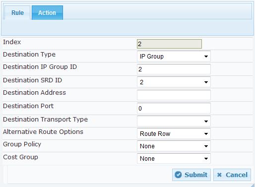 Configuration Note 3. Configure AudioCodes SBC Figure 3-27: Configuring IP-to-IP Routing Rule for IP PBX to UM Action tab 6. Configure a rule to route calls from Exchange Online to IP PBX 7.