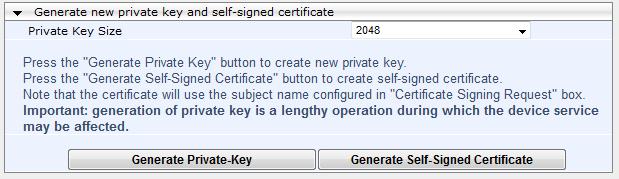 Authority (CA). The SBC is supplied with a self-signed certificate, which cannot be used because it is not signed by a supported CA.