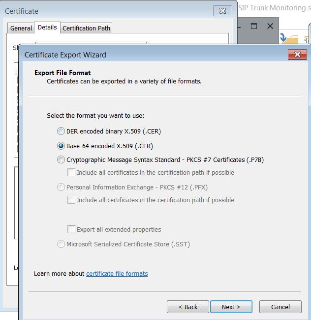 Microsoft Office 365 Exchange UM with IP PBX Figure 3-35: Certificate Export Wizard 5.