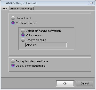 What is the new Bin named? When Avid Media Access scans a GFPAK it may automatically create a new bin. This bin will be named according to your current AMA settings.