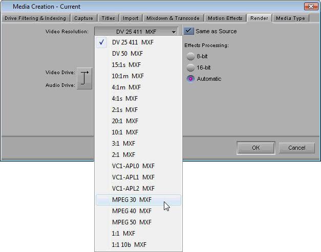 GFCAM Codec Support While editing with the GFCAM media, you are able to create a timeline which is all the same format.