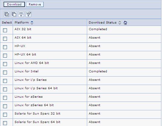 Figure 6 Platforms 3. When all required files have been downloaded, the status column will display Complete. If one or more files are missing, the download status column displays an Incomplete status.