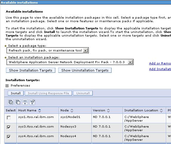 Figure 14 Maintenance WebSphere Application