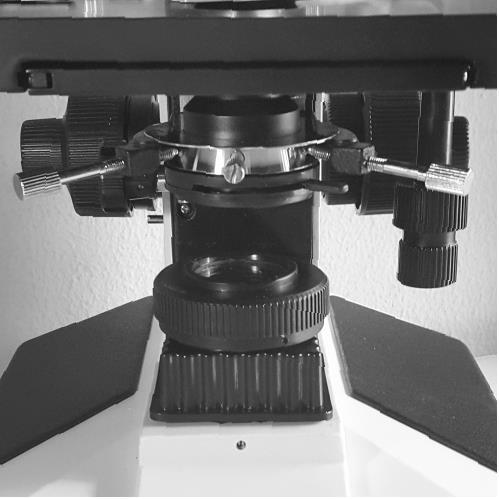 Interchangeable Condensers Condensers are specialised lenses located under the stage of the microscope that concentrate the light and transmits it through the sample.