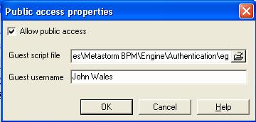 Metastorm BPM Release 7.6 8.2 Enabling Public Access Public access is configured automatically by the installation of the Public Access feature.