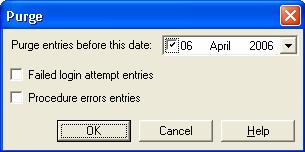 Purging the Designer Log When the Designer Log item is selected, a Purge button is displayed, on the toolbar, which can be used to delete all entries before a specified date.