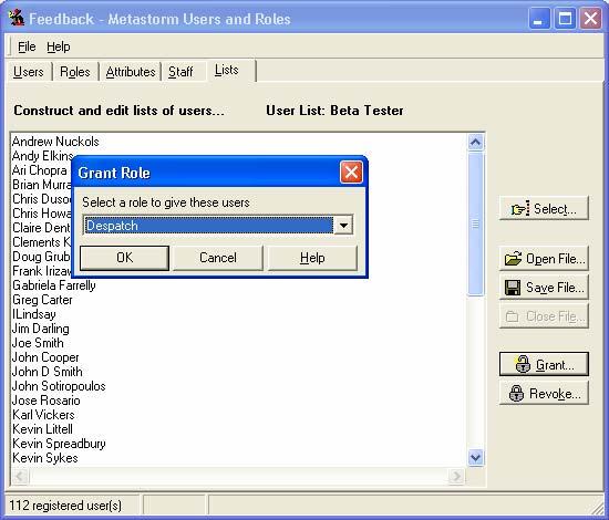 Metastorm BPM Release 7.6 3.9.3 Adding a List of Users from a File through the Lists Tab User lists previously created and saved through Users and Roles or lists created as text files (.