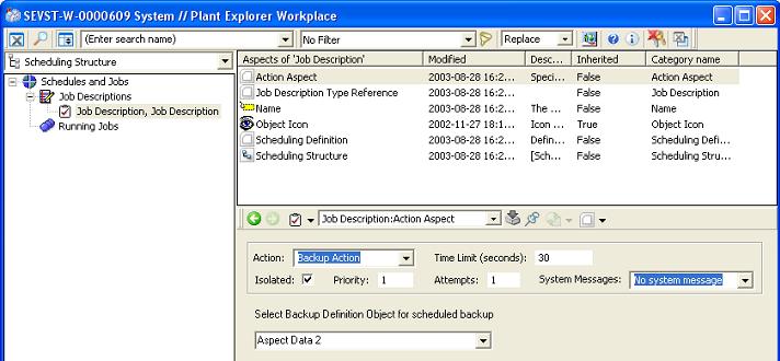 Section 6 Backup and Restore Scheduling a Backup Scheduling a Backup Scheduled 800xA System backups cannot be aborted from the Application Scheduler. Full Backup Definition objects can be scheduled.
